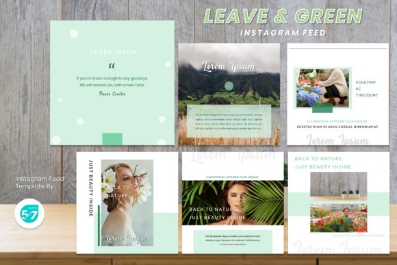Instagram Feed Template - Green & Leave: Design That Breathes