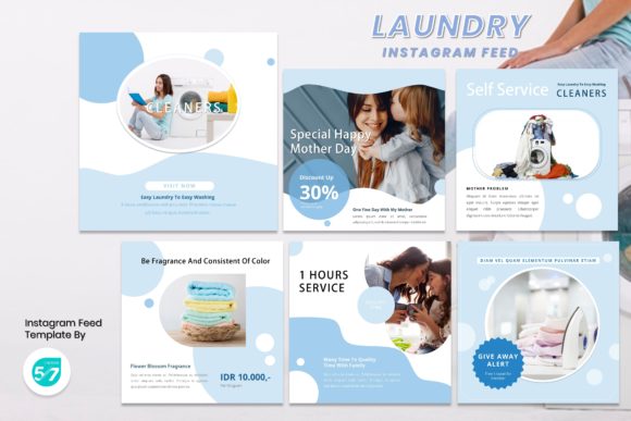 Modern Instagram Feed Template - Laundry for Clean Branding